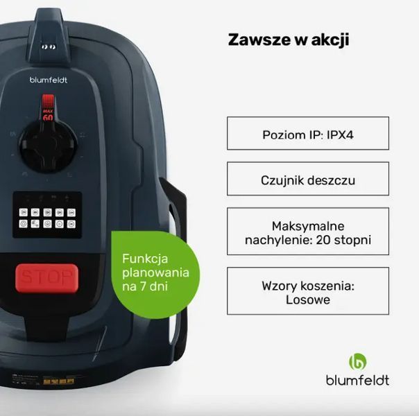 Робот-газонокосарка Blumfeldt GrassConnect, інтелектуальна косарка з акумулятором 4,0 А&middot;год, охопленням до 1000 м2, Німеччина 46916-3(1) фото