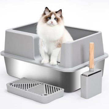 Лоток для котячого туалету з неіржавкої сталі, XXL (61 x 41 x 31 см), Німеччина 100128-2 фото